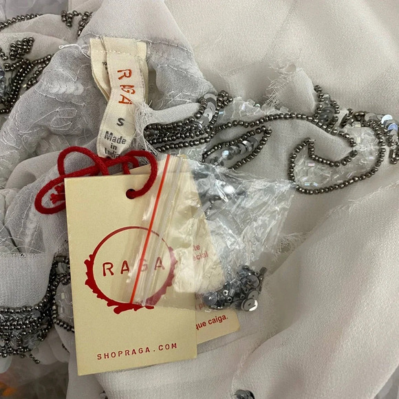 RAGA White Sheer Silver‎ Sequin Beaded Dress - Picture 10 of 12
